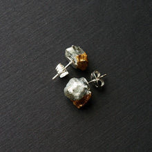 Load image into Gallery viewer, Gold & Raw Emerald Earrings, Emerald Studs