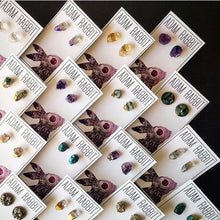 Load image into Gallery viewer, Gold & Raw Emerald Earrings, Emerald Studs