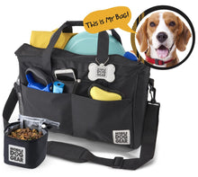 Load image into Gallery viewer, Bundle: ODG Day Away Tote Bag TM (Black), ODG Dine Away Set (Small Dogs) (Black) and ODG Weekender Backpack TM (Black)