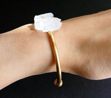 Load image into Gallery viewer, Quartz and Gold Bangle, Quartz Bracelet
