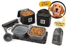 Load image into Gallery viewer, Bundle: ODG Day/Night Walking Bag (Black) and ODG Dine Away Set TM (Med/Lg Dogs) (Black)
